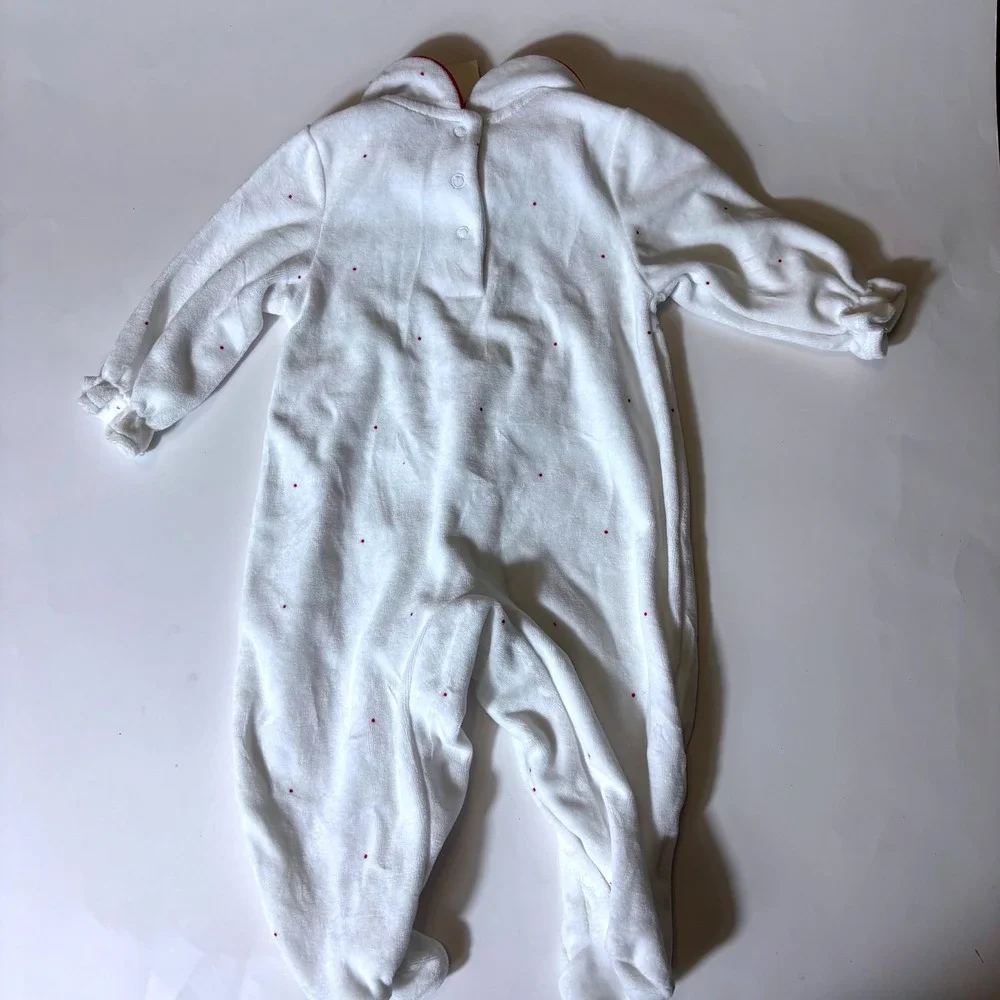 Snowden Vintage‎ Infant 6M Snowman Romper Soft Polka Dot Collar Winter Mouse NEW